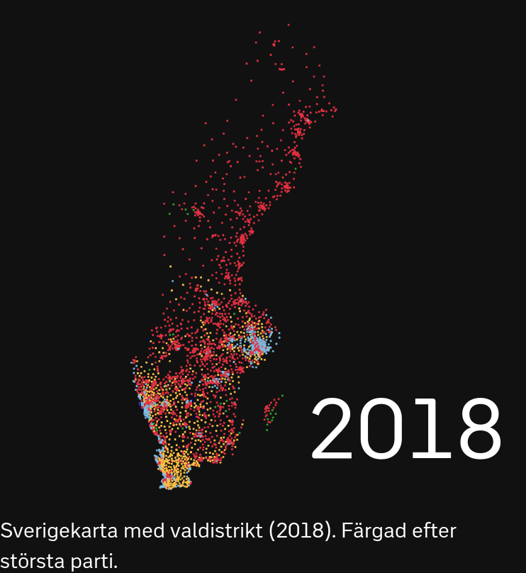 Sverigekarta med valdistrikt 2018
